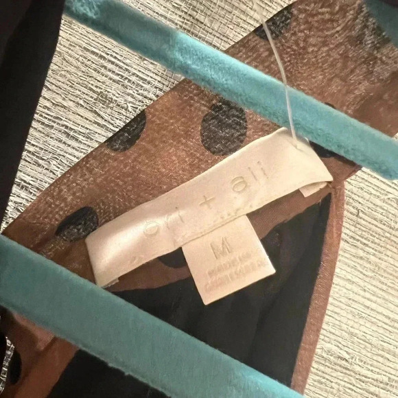 NWT new Anthropologie Erin+ Ali Palais brown black polka dot sleeveless top M - Picture 7 of 13